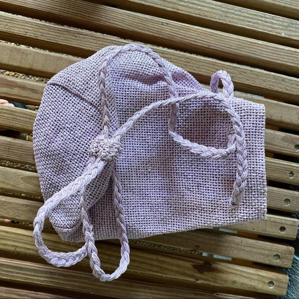 Retro Wicker Woven Floral Purple Bag Straw Rafe Raffia Boho Backpack Sack - Picture 3 of 4